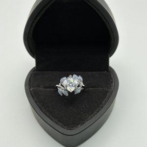 Sterling Silver Diamonique Leaf Motif Ring – Size O, 4.4g