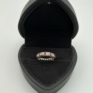 9ct Gold Ruby & Spinel Full Eternity Ring – Size N, 3.1g