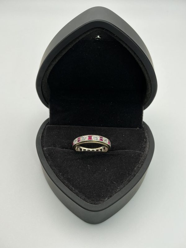 9ct Gold Ruby & Spinel Full Eternity Ring – Size N, 3.1g