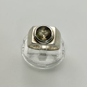 Hallmarked Sterling Silver Smoky Quartz Ring – Birmingham Assay, Size L/M