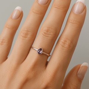 Dixi 925 Sterling Silver Mystic Topaz Teardrop Ring – Size J/K