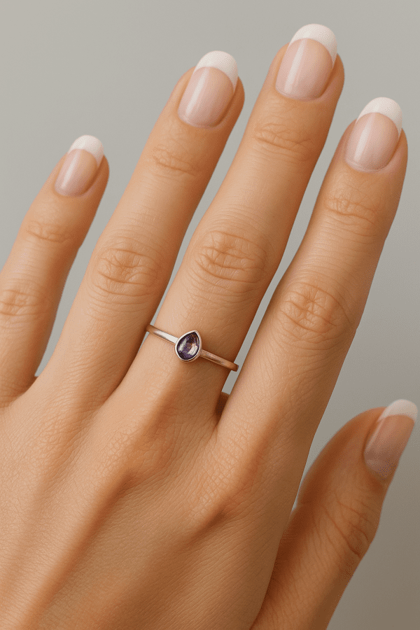 Dixi 925 Sterling Silver Mystic Topaz Teardrop Ring – Size J/K