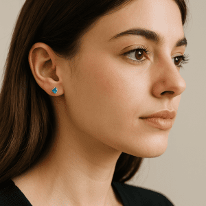 Delicate 925 Sterling Silver Blue Spinel Stud Earrings – 0.5g