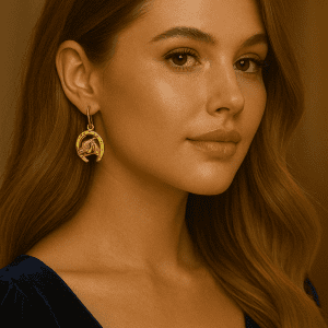 9K Yellow Gold Horse & Horseshoe Drop Earrings – 1.4g