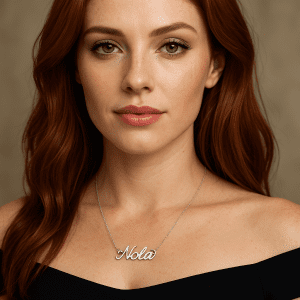 Sterling Silver “Nola” Name Necklace – 925 Silver Personalised Script Pendant, 2.3g