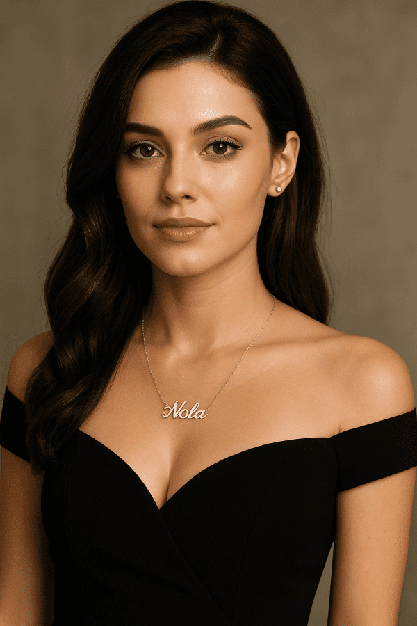 Sterling Silver “Nola” Name Necklace – 925 Silver Personalised Script Pendant, 2.3g - Image 3