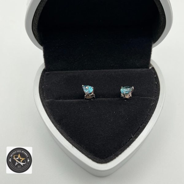 Delicate 925 Sterling Silver Blue Spinel Stud Earrings – 0.5g - Image 3
