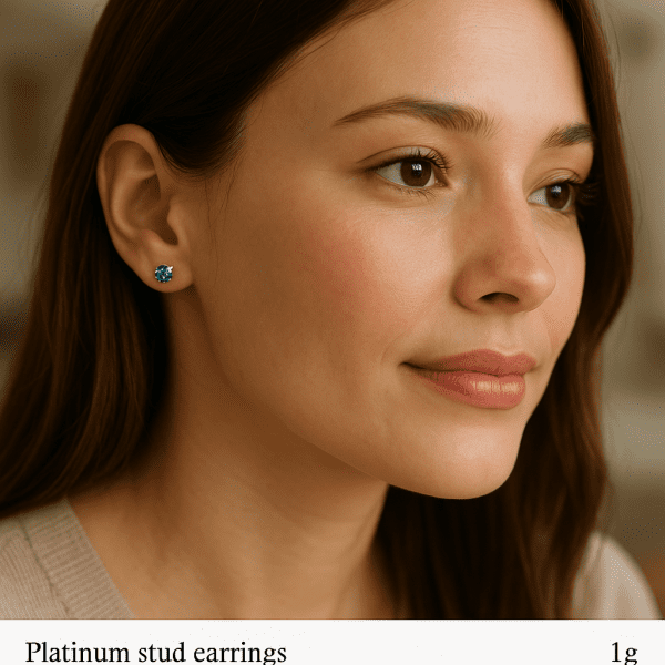 Vivid Blue Spinel Stud Earrings in Solid Platinum – Elegant Solitaire Studs, 1g