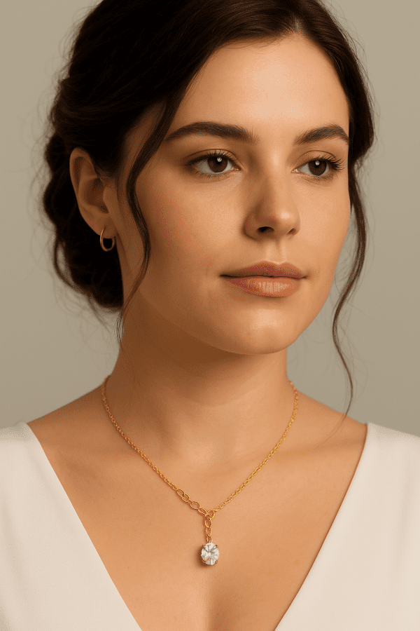 22ct Gold-Plated Sterling Silver Necklace with Diamond-Quality CZ – 18”, 2.7