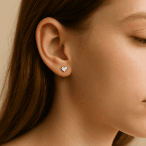 Dainty Silver Heart Stud Earrings – Minimalist Everyday Earrings, 0.4g