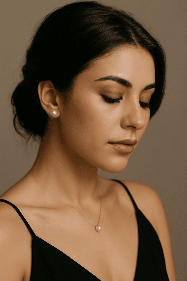 18K Yellow Gold Cultured Pearl Stud Earrings – Classic Timeless Elegance, 3g