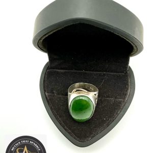Sterling Silver Jadeite Artisan Ring – Size P, 8g