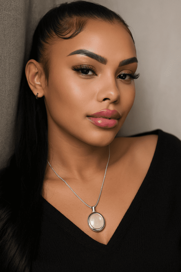 Sterling Silver 925 Oval Mother of Pearl Pendant Necklace – 18” Snake Chain, 10.3