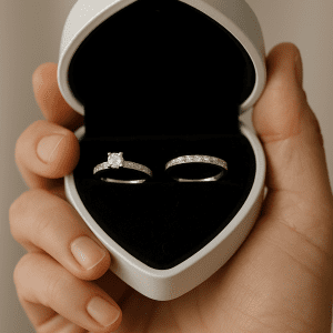 Love Diamond Sterling Silver 13pt Diamond Bridal Set – Size K/L, 2.5g