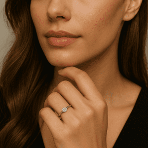 14ct White Gold Diamond Halo Solitaire Ring – Size N, 0.13ct, 2g