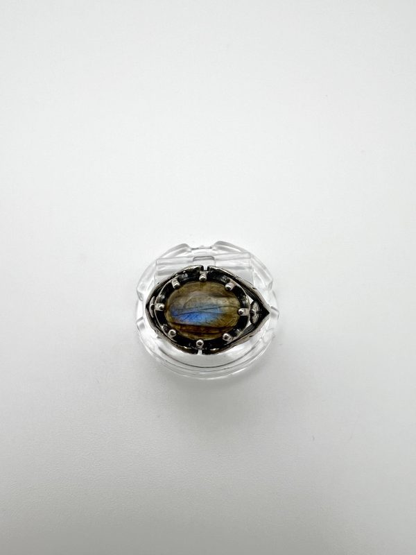 Sterling Silver DIXI Labradorite Leaf Ring – Size M - Image 7