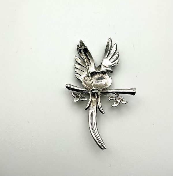 Vintage Sterling Silver & Marcasite Bird Brooch – Exquisite Detailing, Elegant Design - Image 3