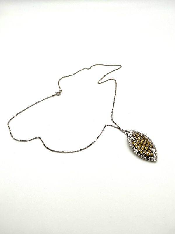 Luxury Sterling Silver 925 Necklace with Marquise Yellow Sapphire Pendant, 18” - Image 4