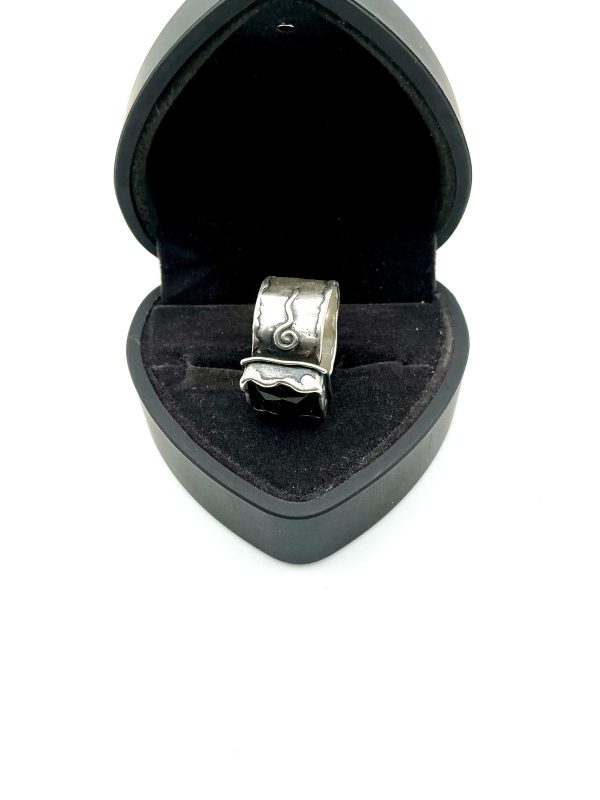 Sterling Silver Statement Ring with Green Faceted Gemstone, Size P, 10.8g - Image 4
