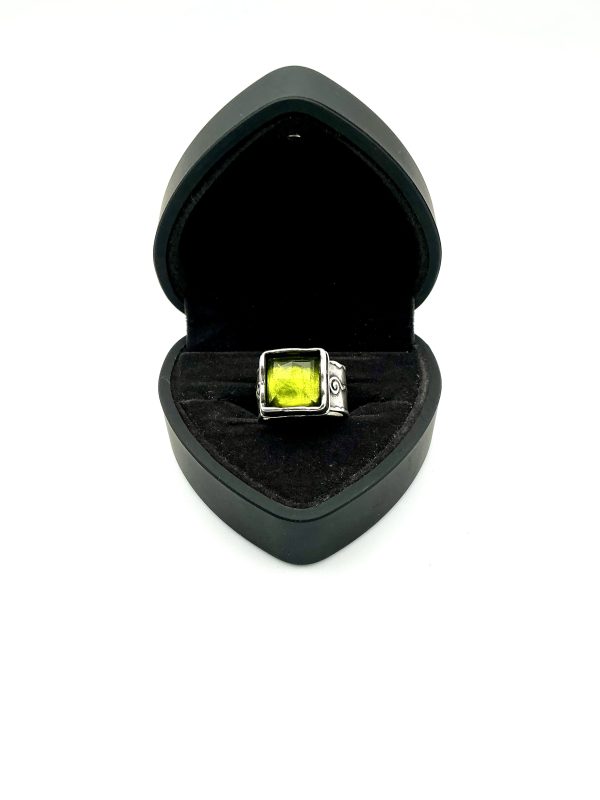 Sterling Silver Statement Ring with Green Faceted Gemstone, Size P, 10.8g - Image 5