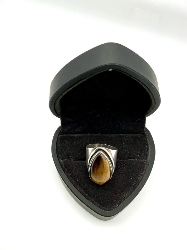 Sterling Silver Tiger’s Eye Statement Ring – Size Q, 8.3g - Image 2