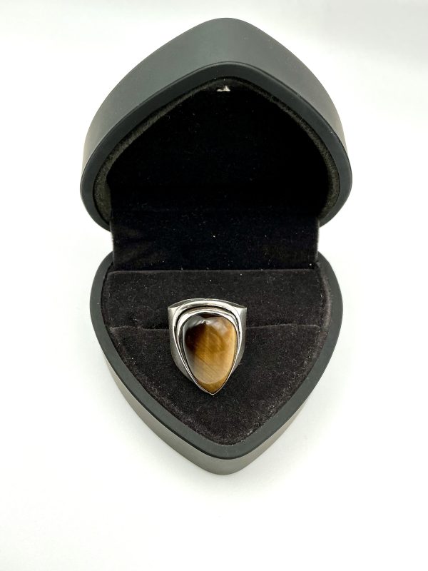 Sterling Silver Tiger’s Eye Statement Ring – Size Q, 8.3g - Image 3