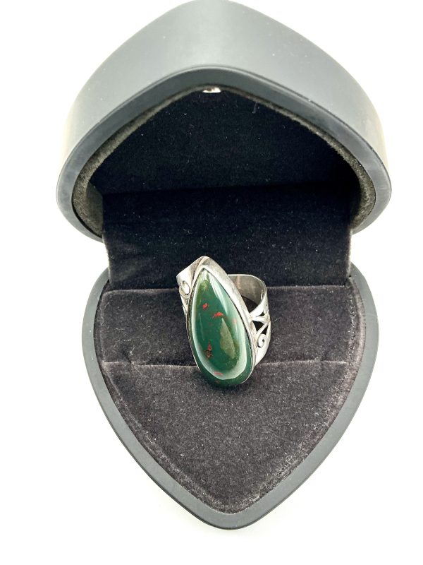 Sterling Silver Bloodstone Signet Ring – Size Q, 8.2g - Image 4