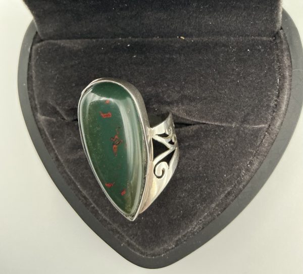 Sterling Silver Bloodstone Signet Ring – Size Q, 8.2g - Image 8