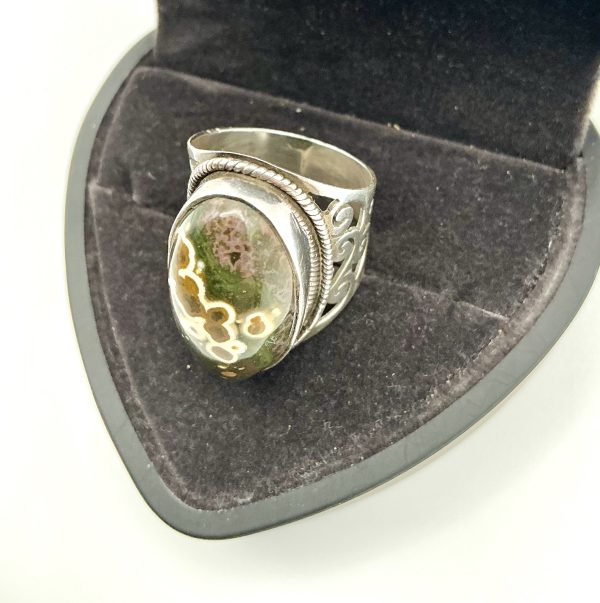 Sterling Silver Ocean Jasper Ring – Size Q, 10. - Image 7