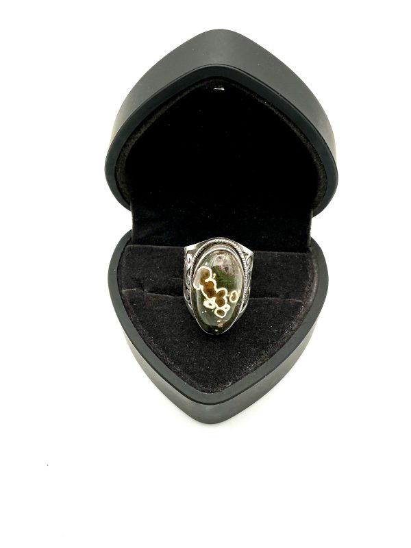 Sterling Silver Ocean Jasper Ring – Size Q, 10. - Image 2