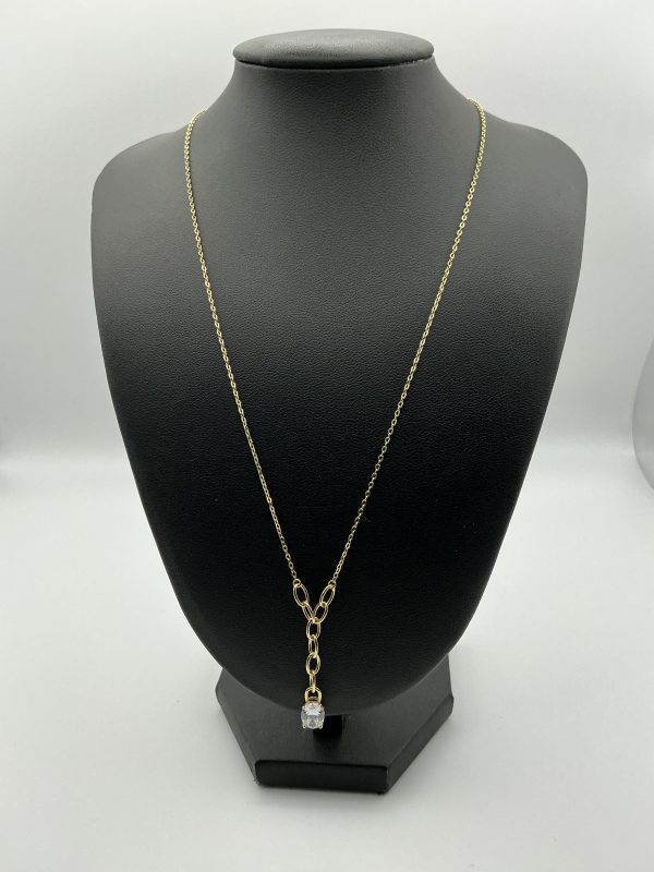 22ct Gold-Plated Sterling Silver Necklace with Diamond-Quality CZ – 18”, 2.7 - Image 2