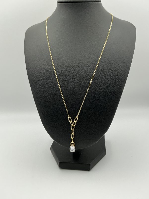22ct Gold-Plated Sterling Silver Necklace with Diamond-Quality CZ – 18”, 2.7 - Image 3