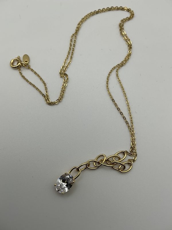22ct Gold-Plated Sterling Silver Necklace with Diamond-Quality CZ – 18”, 2.7 - Image 4