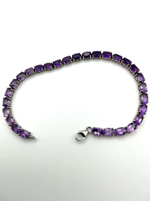 Sterling Silver 925 Amethyst Tennis Bracelet – 7”, 8.2g - Image 7