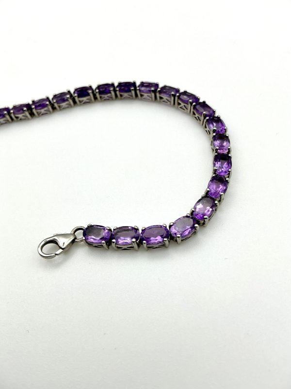 Sterling Silver 925 Amethyst Tennis Bracelet – 7”, 8.2g - Image 6