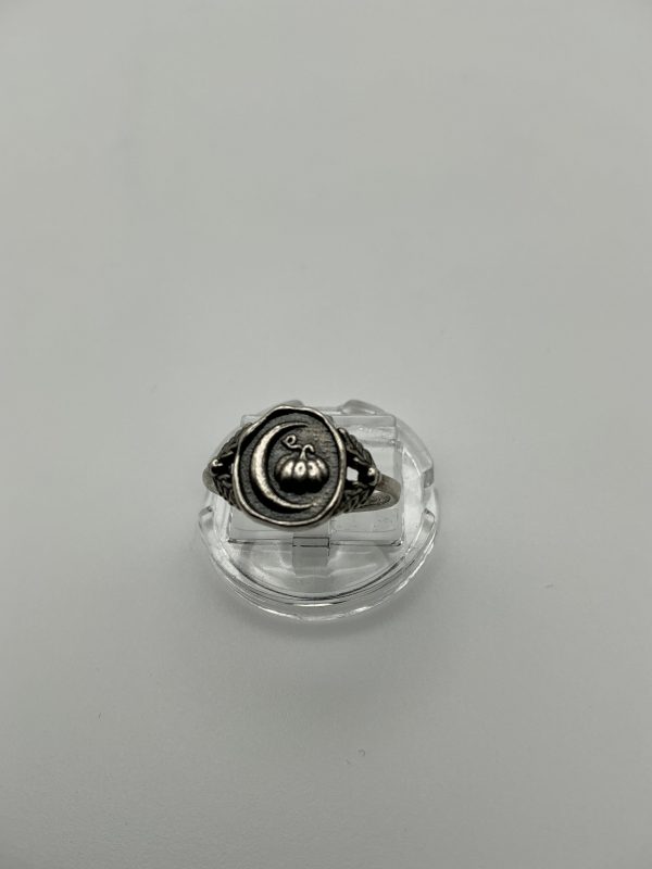 Dixi 925 Sterling Silver Crescent Moon & Pumpkin Wax Seal Ring – Size M - Image 4