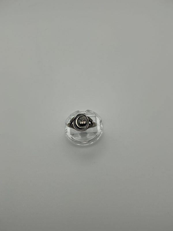 Dixi 925 Sterling Silver Crescent Moon & Pumpkin Wax Seal Ring – Size M - Image 6