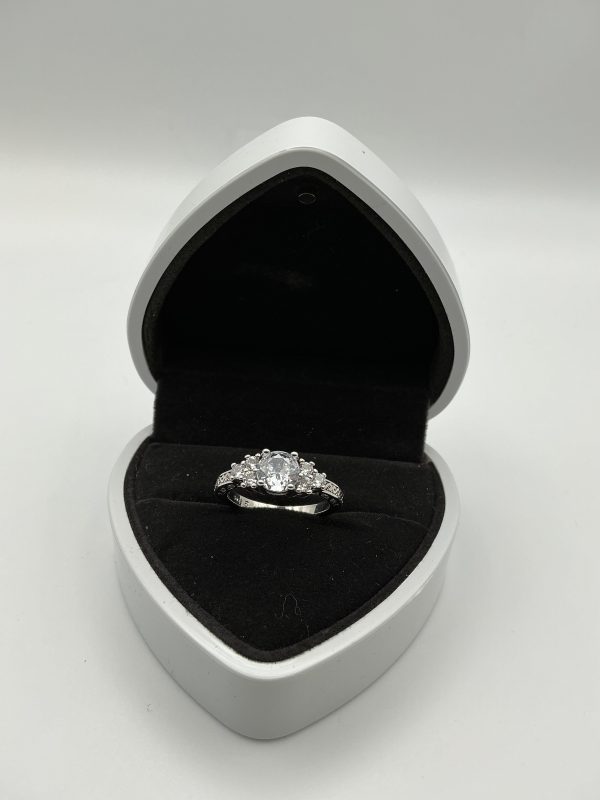 925 Sterling Silver Art Deco CZ Engagement Ring – Size Q, 3.7g - Image 2