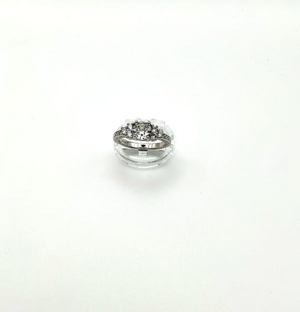 925 Sterling Silver Art Deco CZ Engagement Ring – Size Q, 3.7g - Image 4