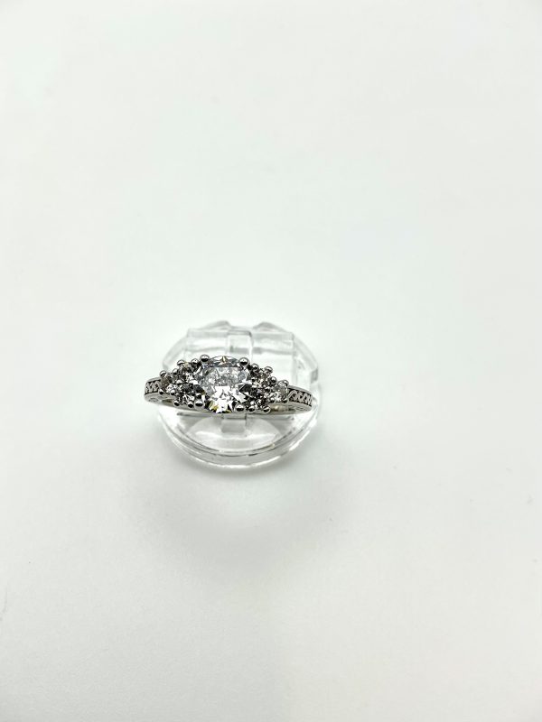 925 Sterling Silver Art Deco CZ Engagement Ring – Size Q, 3.7g - Image 7