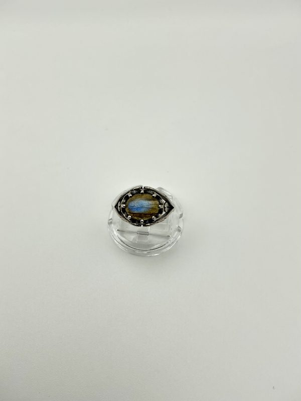 Sterling Silver DIXI Labradorite Leaf Ring – Size M - Image 3