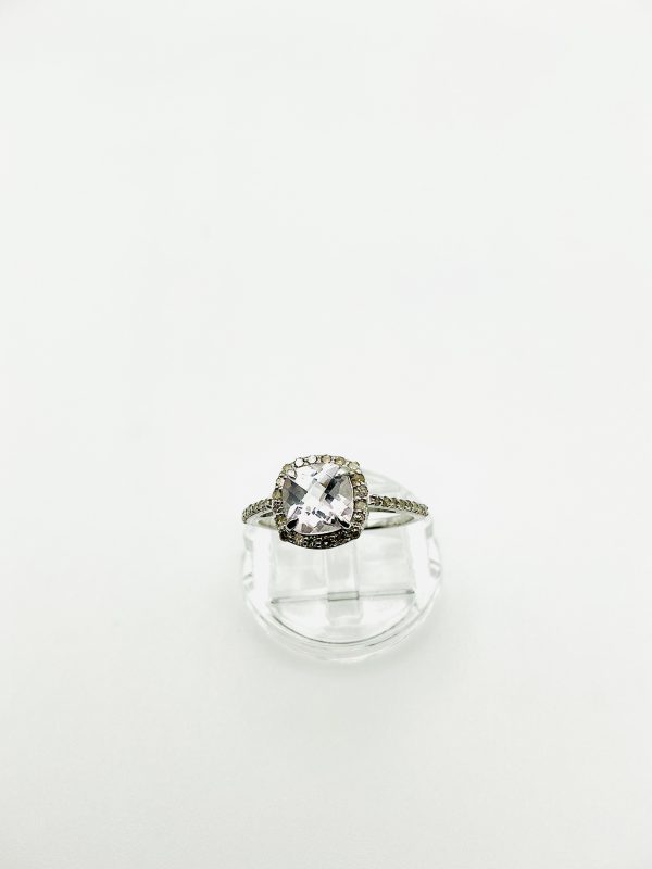 2ct Pink Morganite & Natural Diamond Halo Ring in 925 Silver – Size P, 2.1g - Image 2