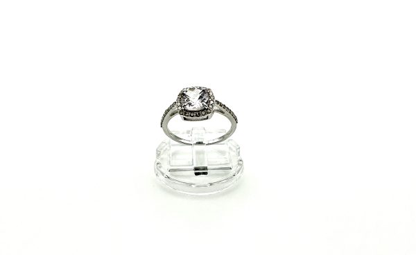 2ct Pink Morganite & Natural Diamond Halo Ring in 925 Silver – Size P, 2.1g - Image 3