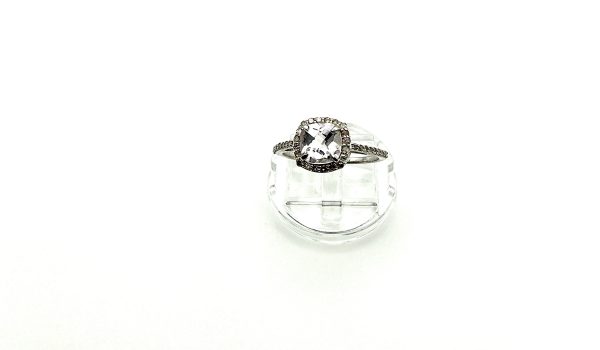 2ct Pink Morganite & Natural Diamond Halo Ring in 925 Silver – Size P, 2.1g - Image 5