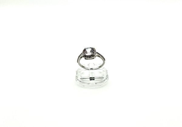 2ct Pink Morganite & Natural Diamond Halo Ring in 925 Silver – Size P, 2.1g - Image 6