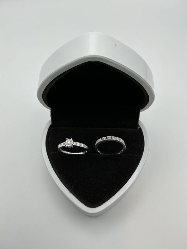 Love Diamond Sterling Silver 13pt Diamond Bridal Set – Size K/L, 2.5g - Image 2