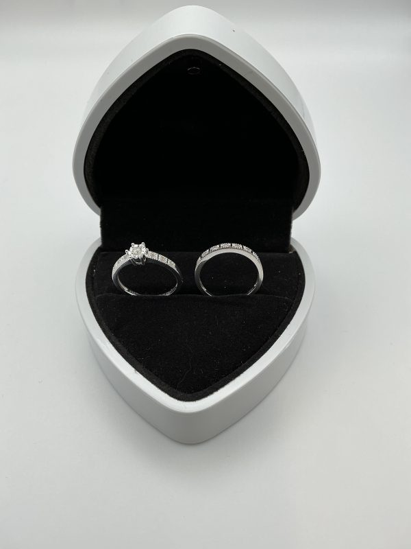 Love Diamond Sterling Silver 13pt Diamond Bridal Set – Size K/L, 2.5g - Image 3