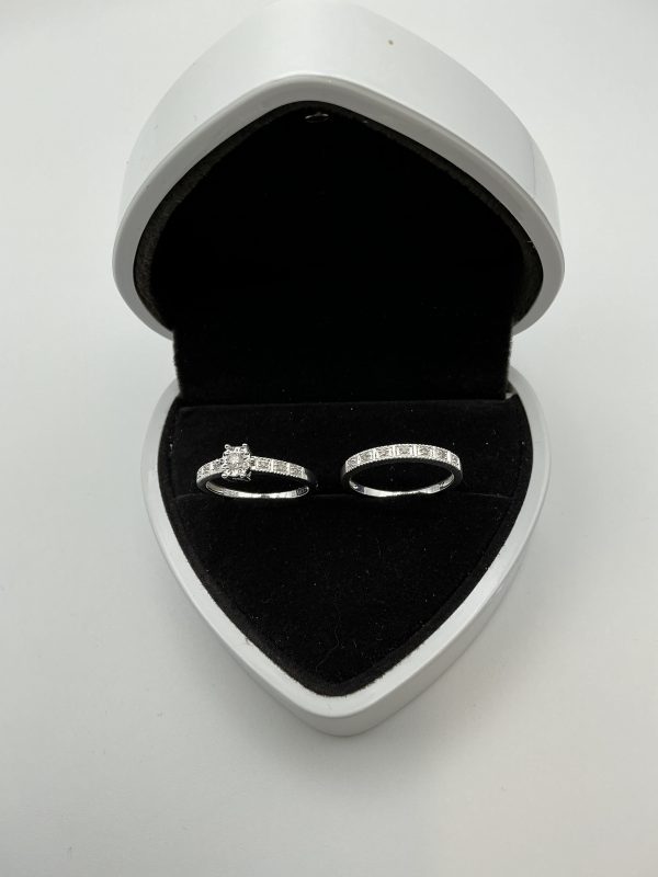 Love Diamond Sterling Silver 13pt Diamond Bridal Set – Size K/L, 2.5g - Image 4
