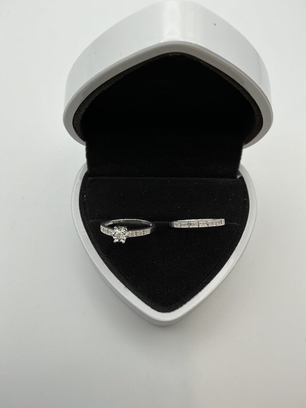 Love Diamond Sterling Silver 13pt Diamond Bridal Set – Size K/L, 2.5g - Image 5
