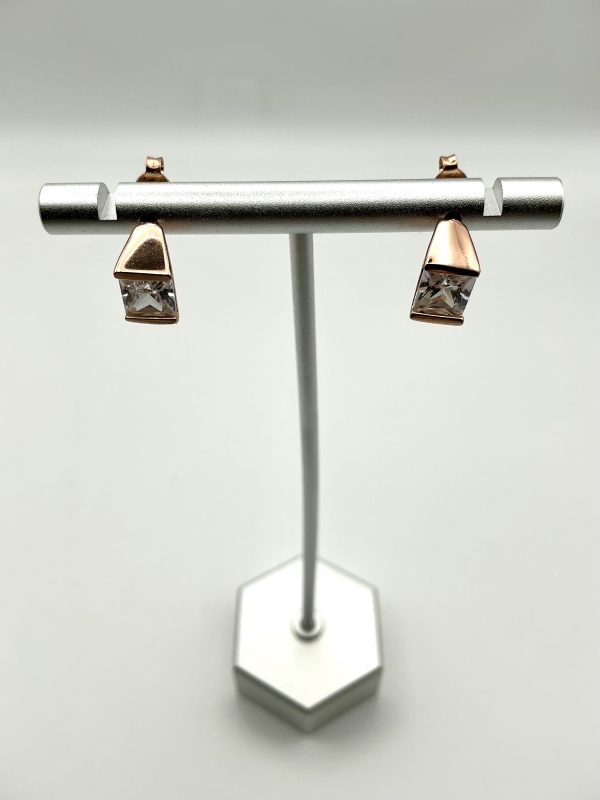 Rose Gold Plated Silver Drop Earrings with Diamond-Quality CZ – 3.5g - Image 5